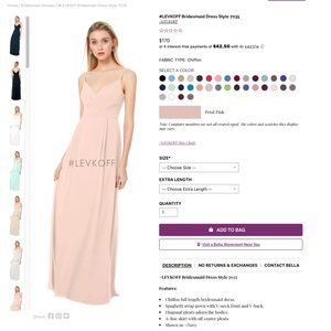 Bella Bridesmaids Levkoff 7035 Petal Pink Dress